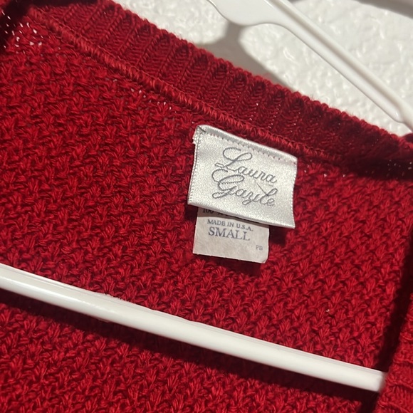 Red vintage knitted vest, size S - Picture 3 of 5